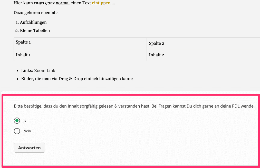 DMA Kurs Einarbeitungskonzept - Lesebestätigung