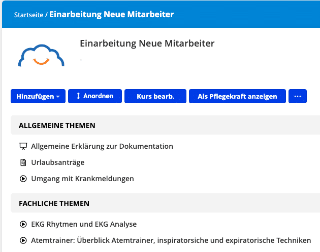 DMA Kurs Einarbeitungskonzept - Fachliche Themen